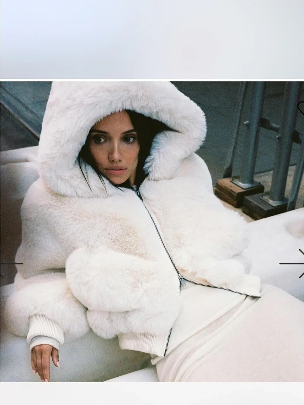 SKIMS Cream Faux Fur Hooded Puffer Coat - Picture 5 of 8
